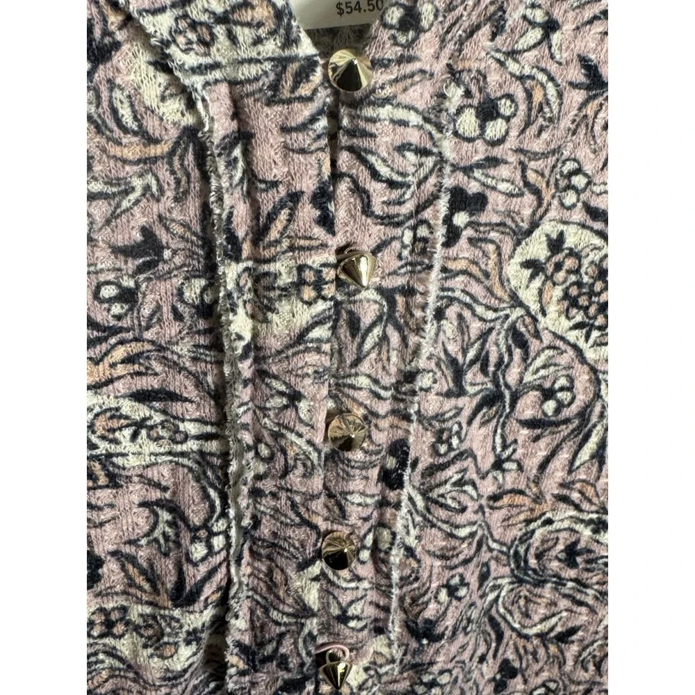 William Rast Women's Long Sleeve Henley Shirt Paisley Print Purple Size L - Picture 4 of 13